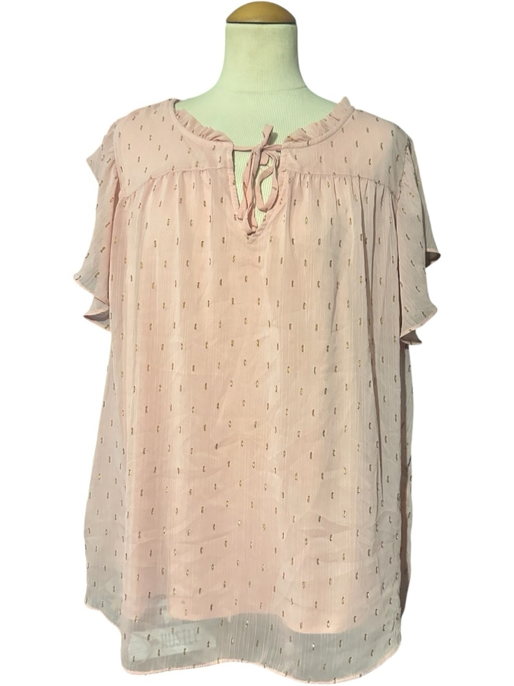 LC Lauren Conrad Coquette Ruffled Babydoll Top Pink Size 2X